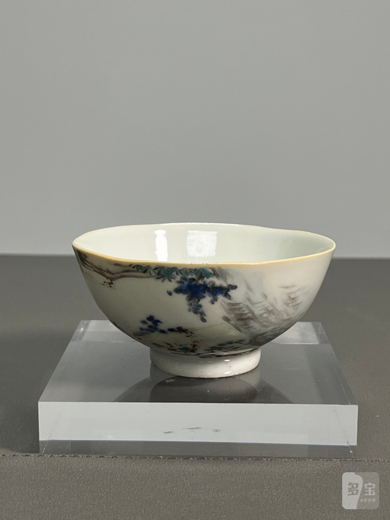 清晚期  浅绛彩王少维作茶圆 - 图2